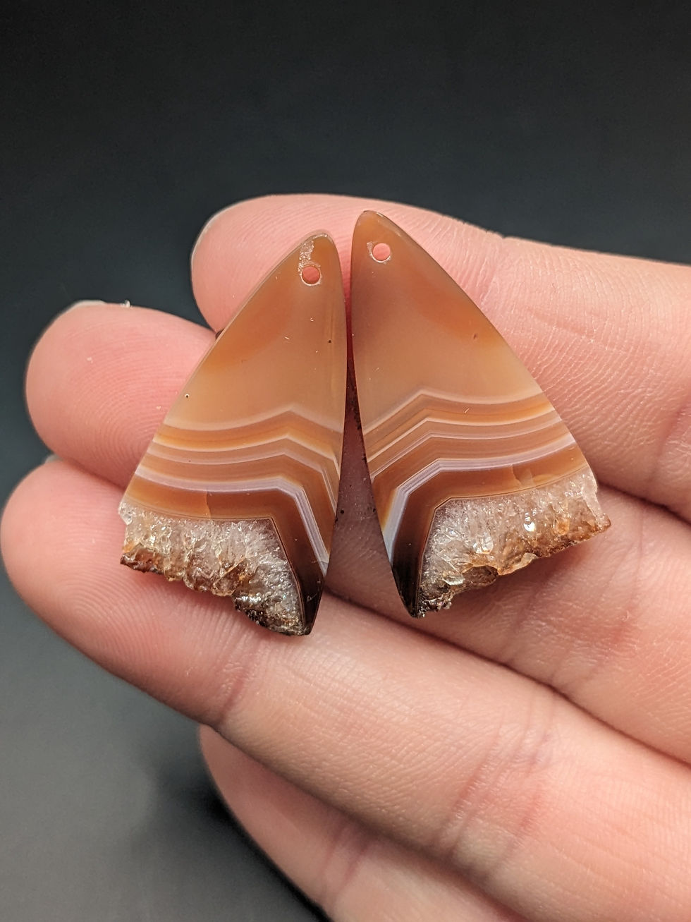 Carnelian Drilled Cabochon Pair Triangle