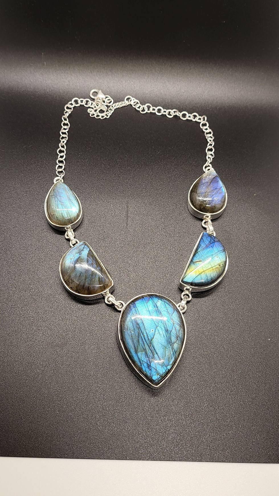 Sterling Silver Stamped Labradorite Necklace