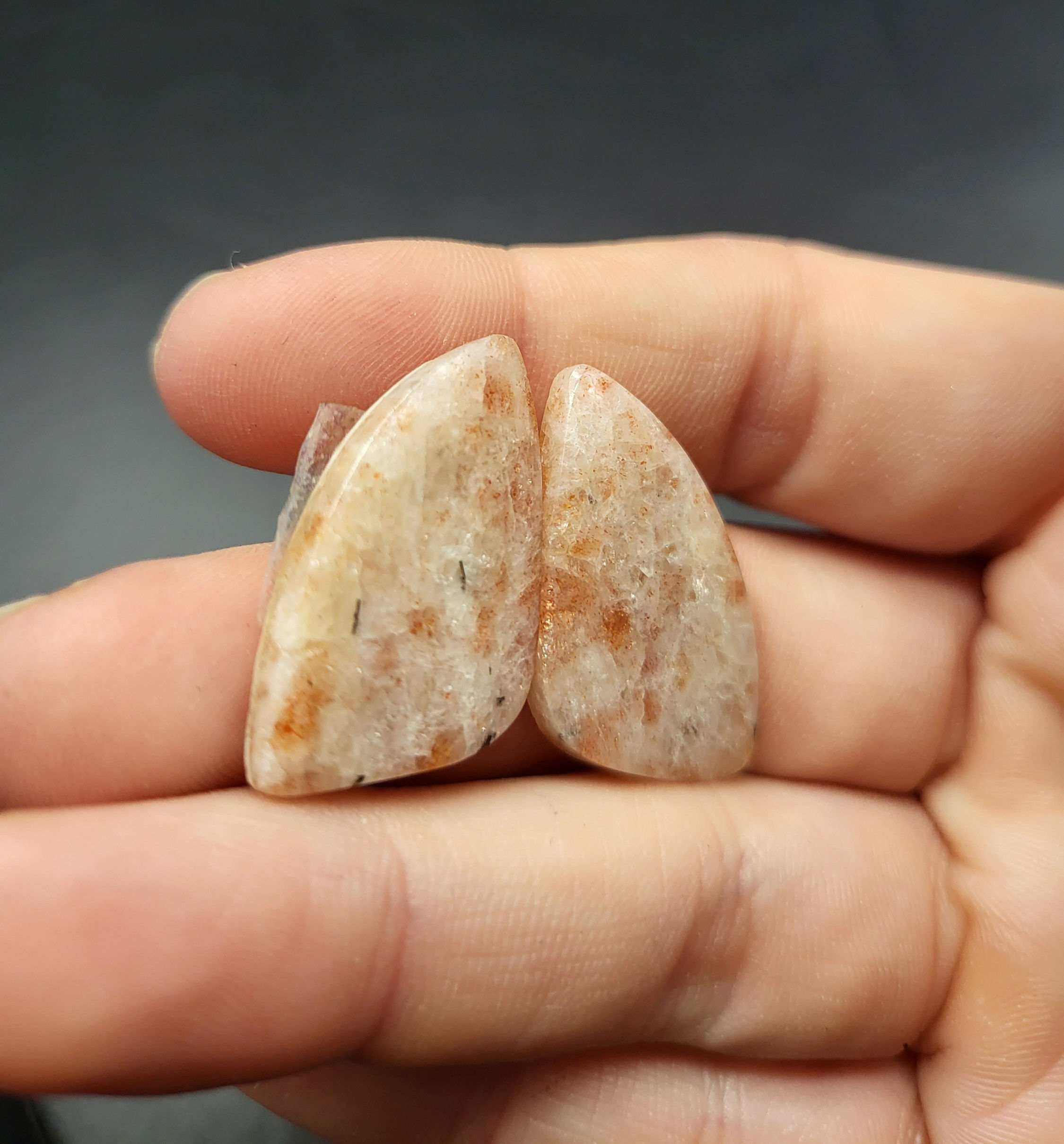 Sunstone Cabochon Pair Freeform