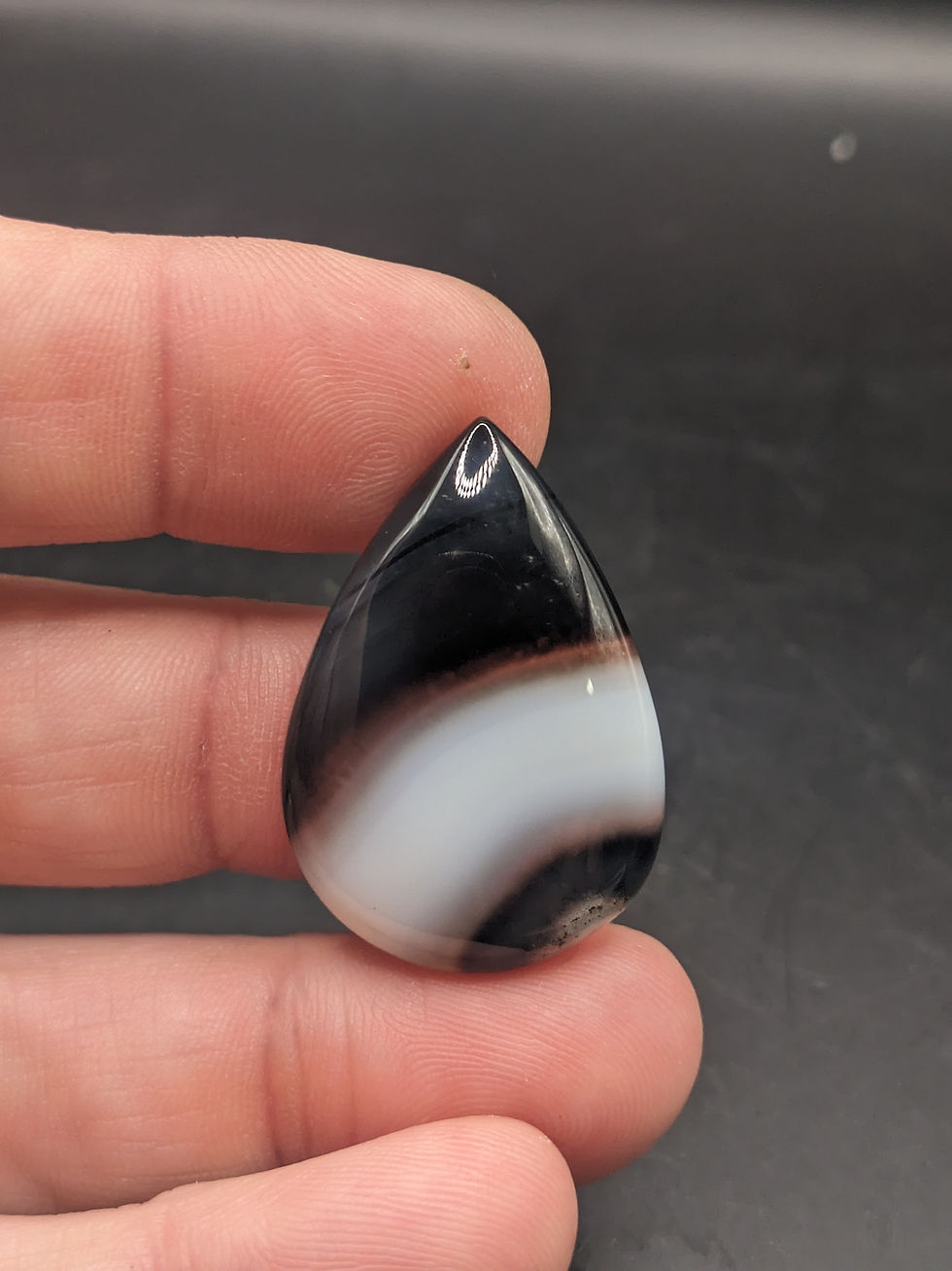 Black Banded Agate Cabochon Teardrop