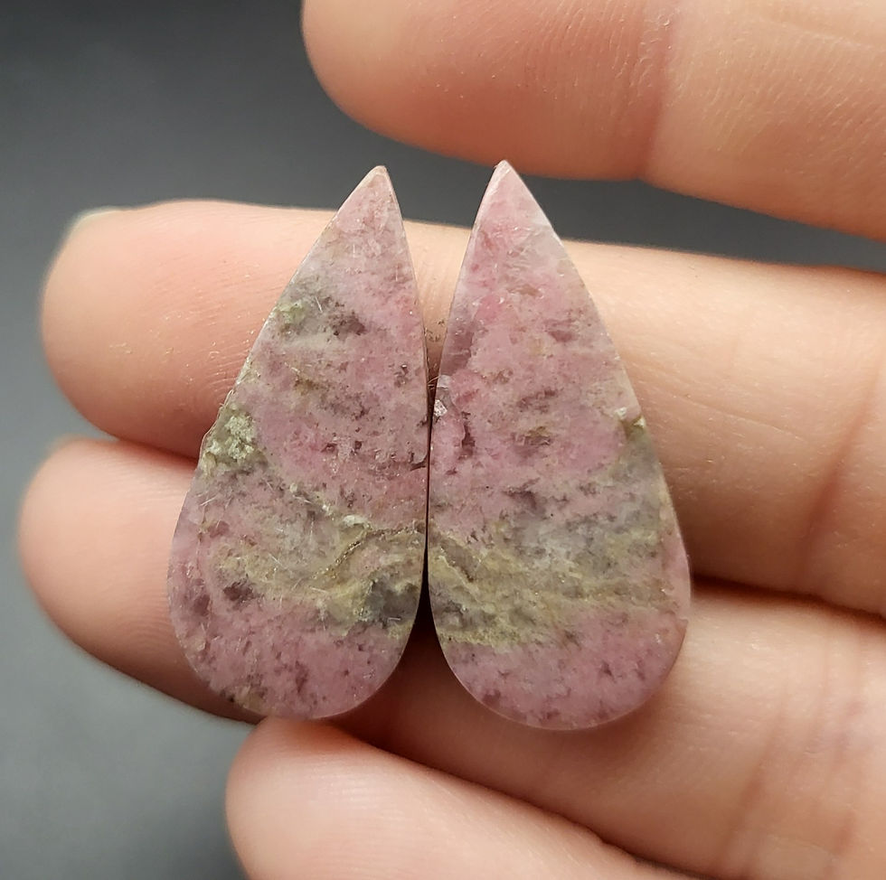 Rhodonite Cabochon Pair Teardrop