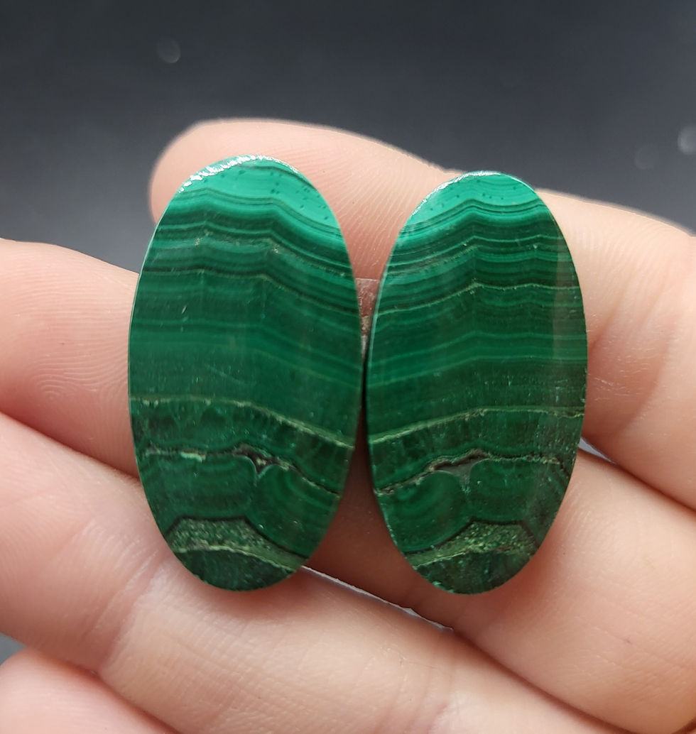 Malachite Cabochon Pair Oval