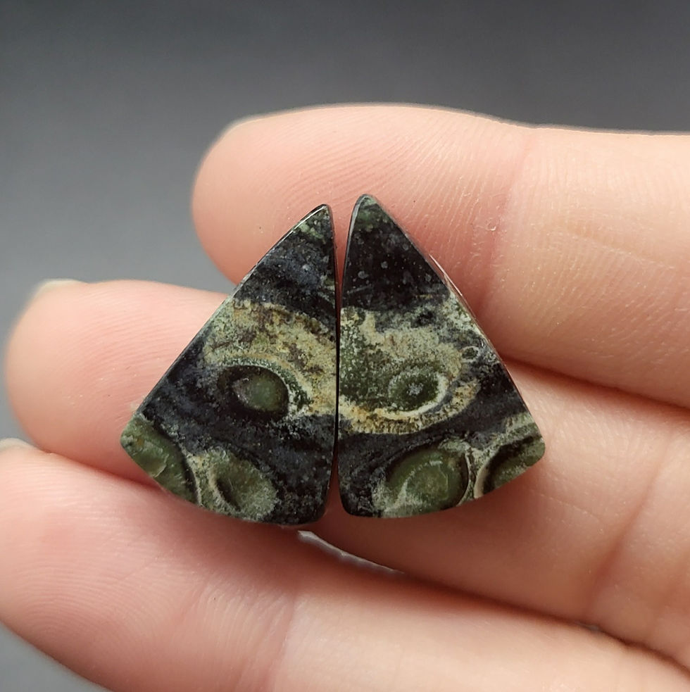 Kambaba Jasper AKA Star Galaxy Cabochon Pair Triangle