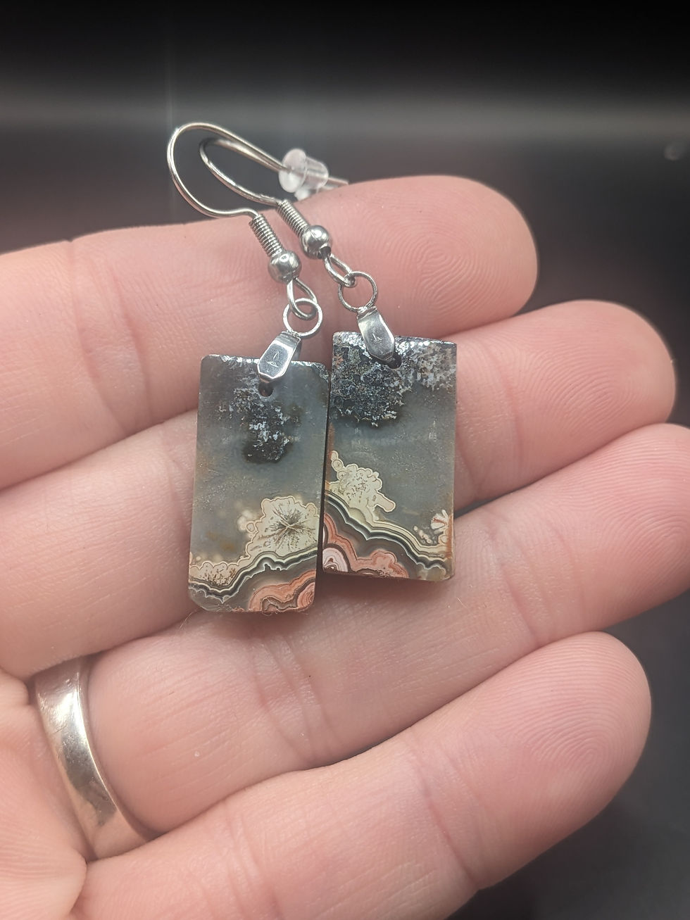 Crazy Lace Agate Dangle Earring