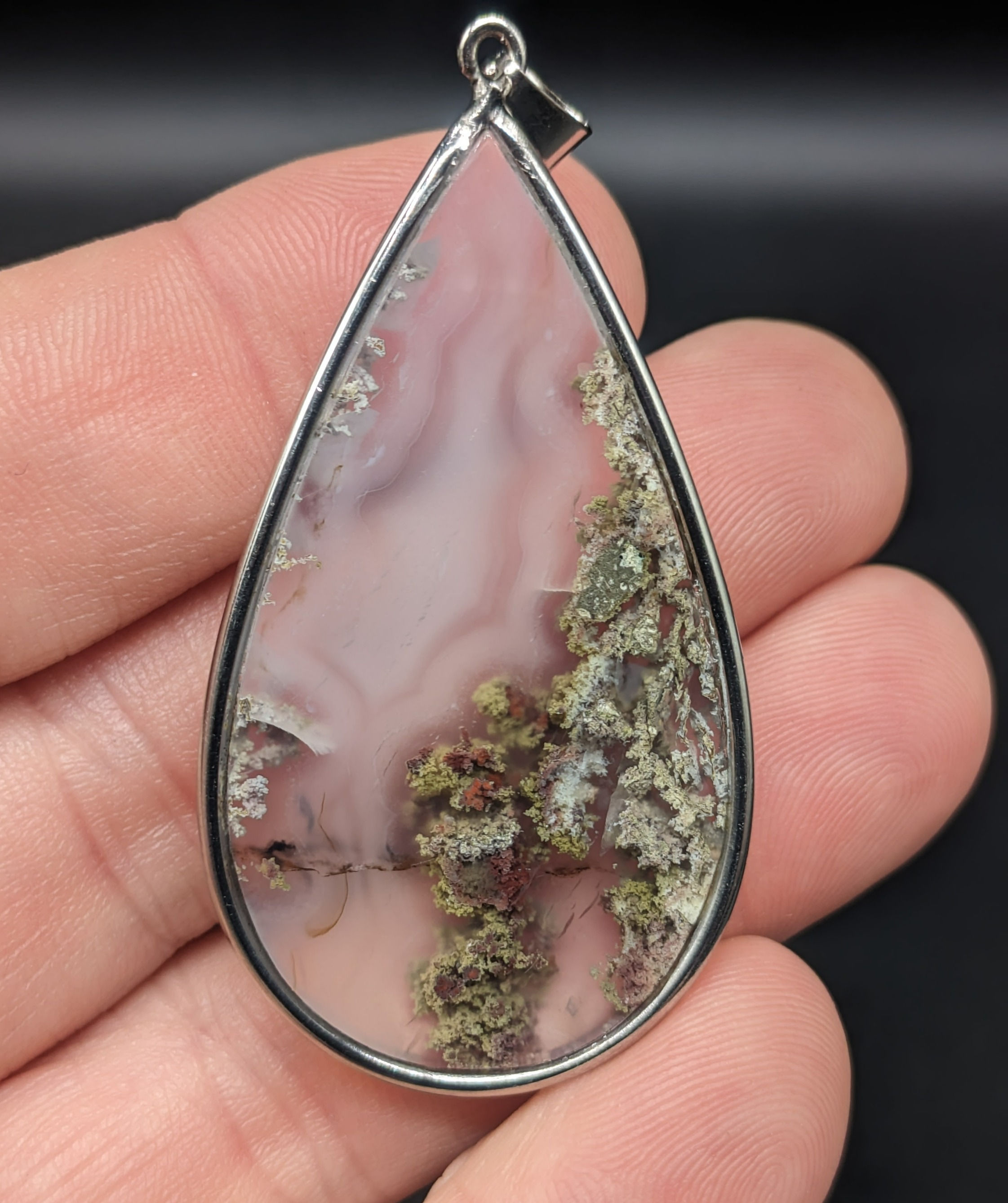 Sterling Silver Moss Agate Pendant/Necklace