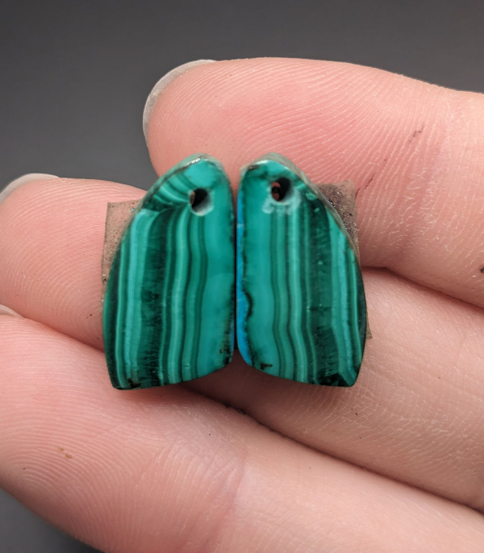 Chrysocolla Malachite Drilled Cabochon Pair Freeform