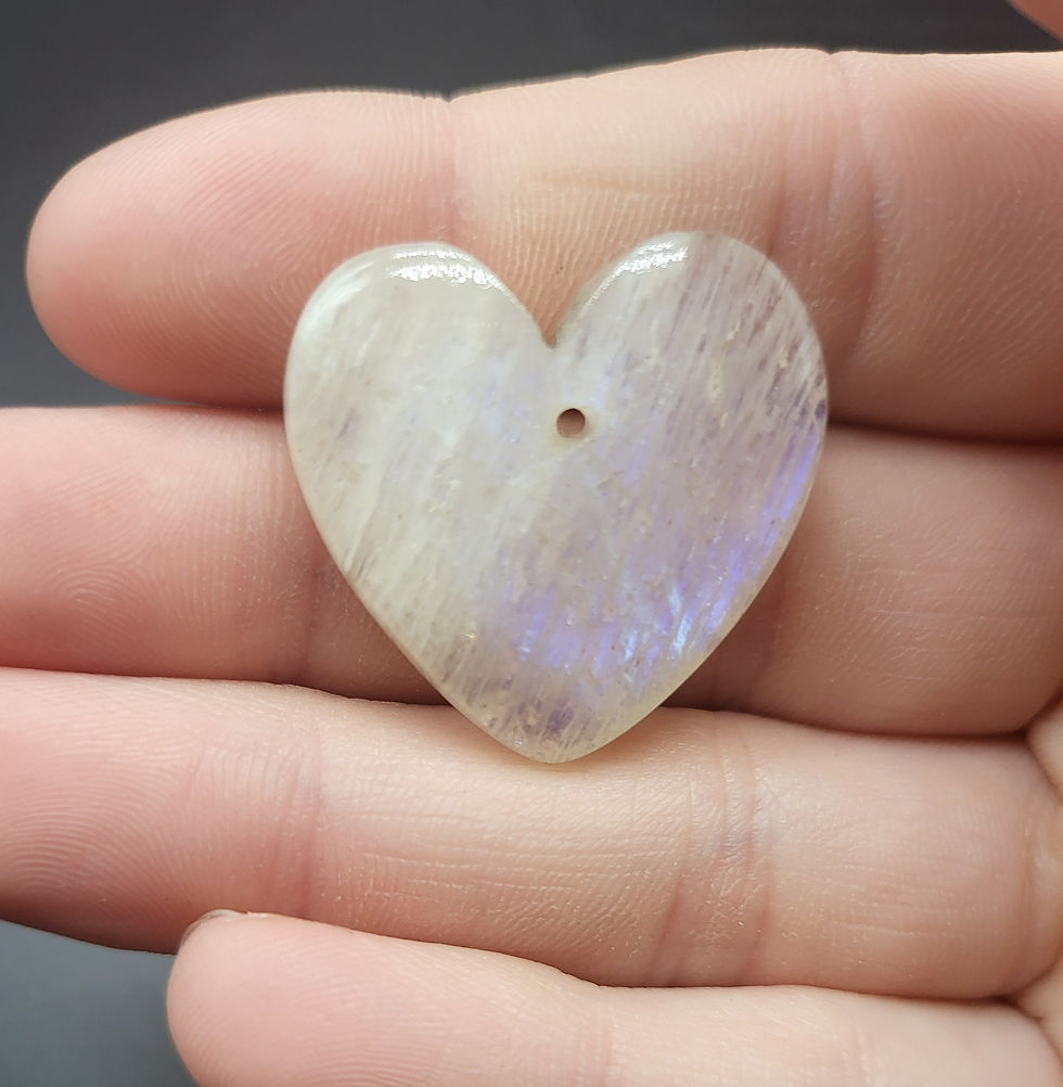 Belomorite Moonstone Cabochon Drilled Heart
