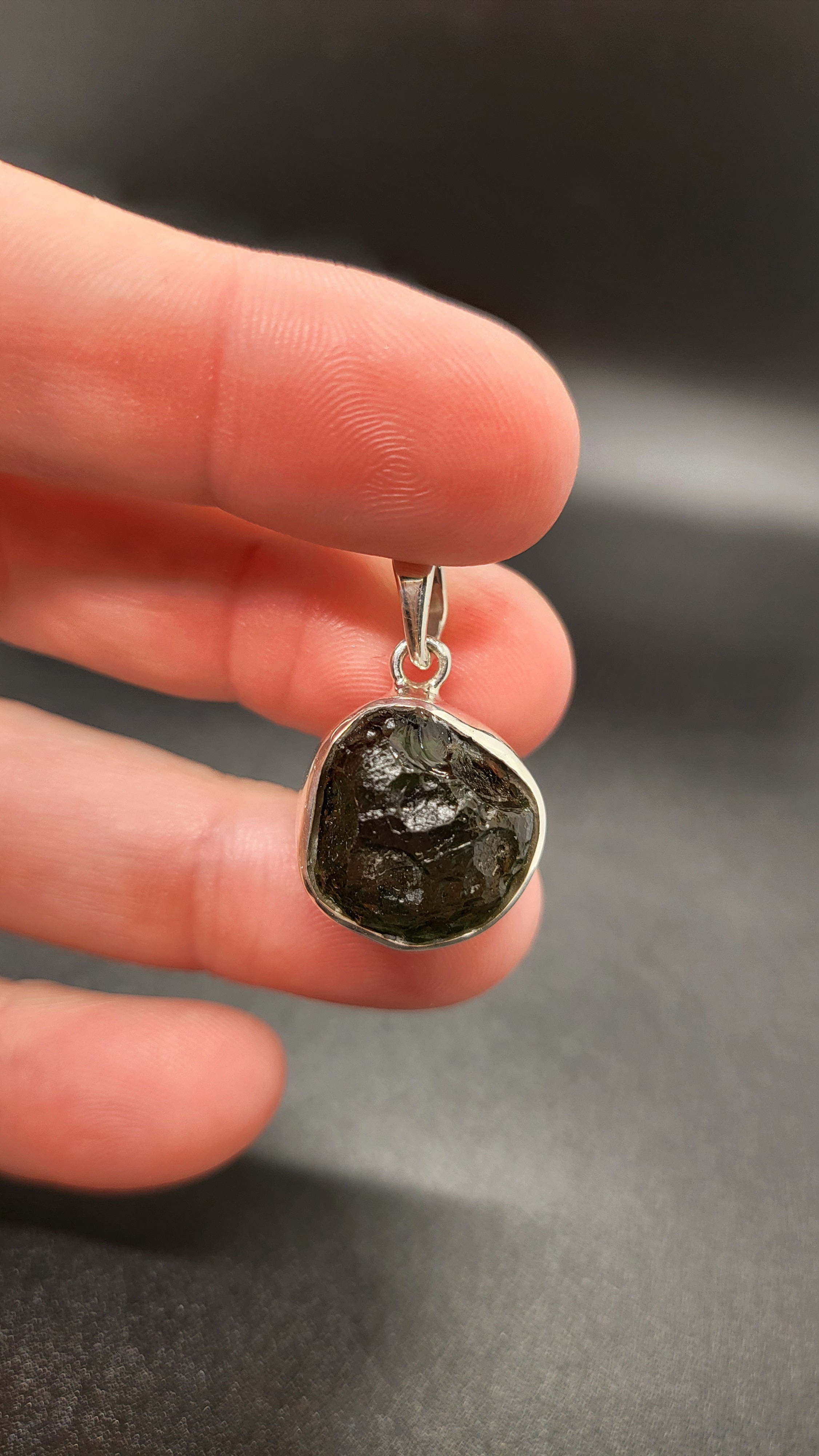 Sterling Silver Moldavite Pendant w/necklace