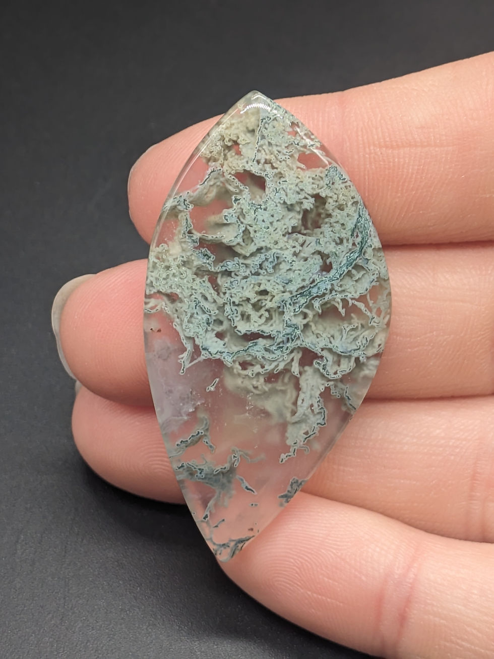 Indonesian Green Moss Agate Cabochon Freeform