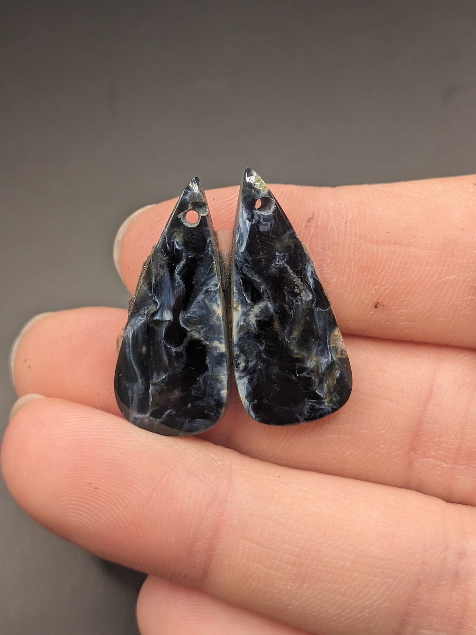Pietersite Drilled Cabochon Pair Teardrop
