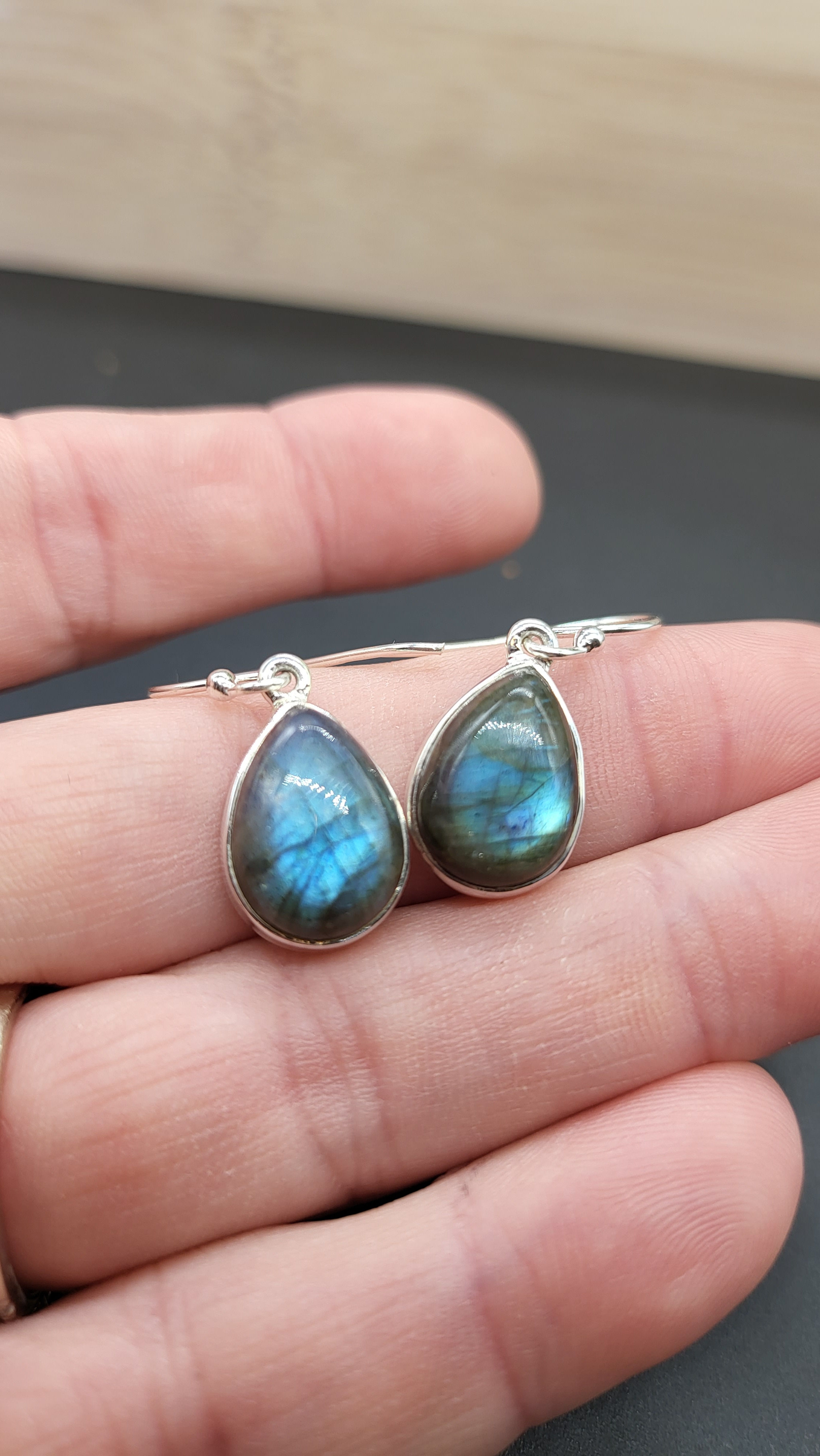 Sterling Silver Blue Labradorite Dangle Earrings