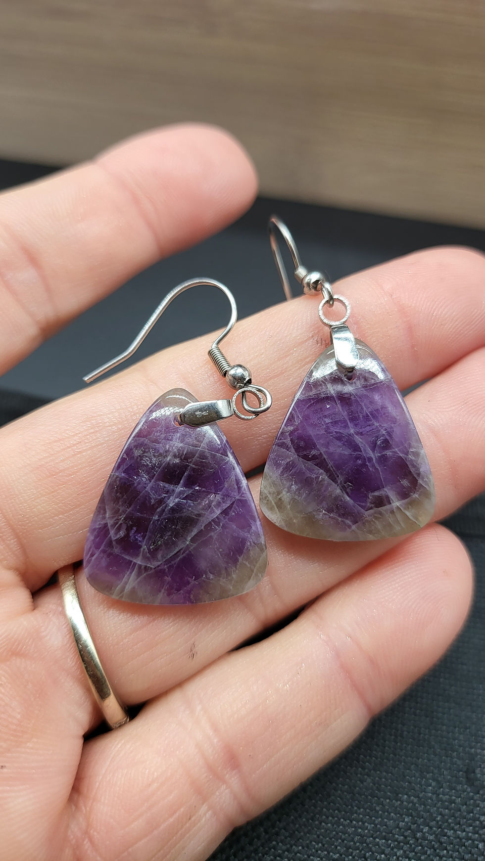 Chevron (Dream) Amethyst Dangle Earrings