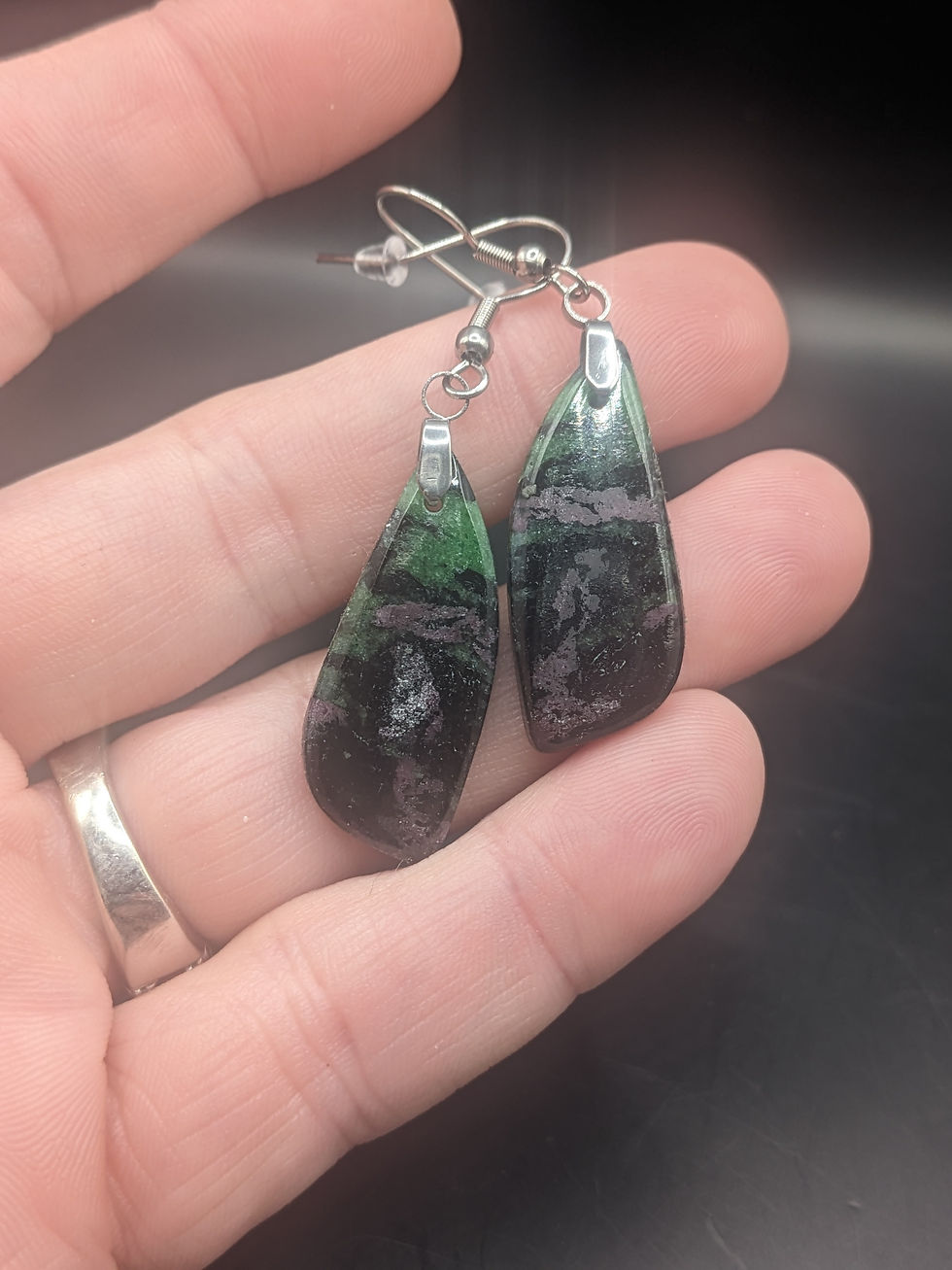 Ruby Zoisite Dangle Earrings