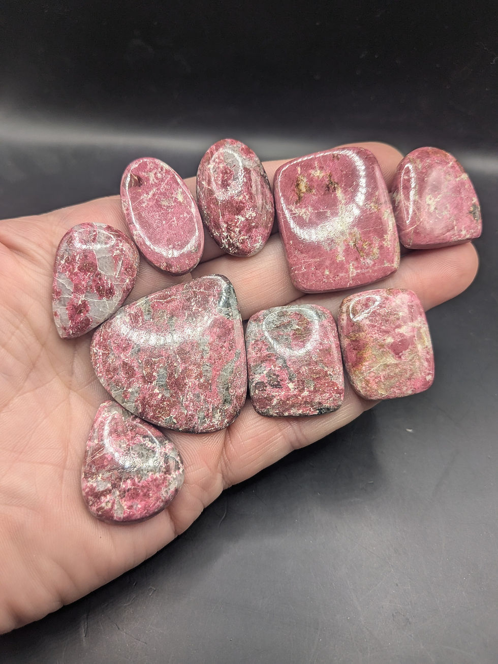 Lot of 9 Thulite Cabochons