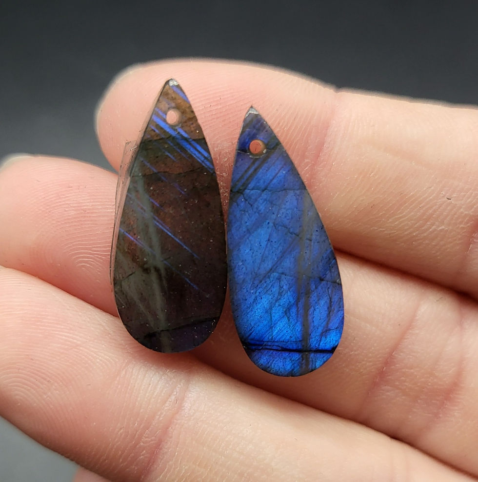 Labradorite Cabochon Pair Teardrop Drilled