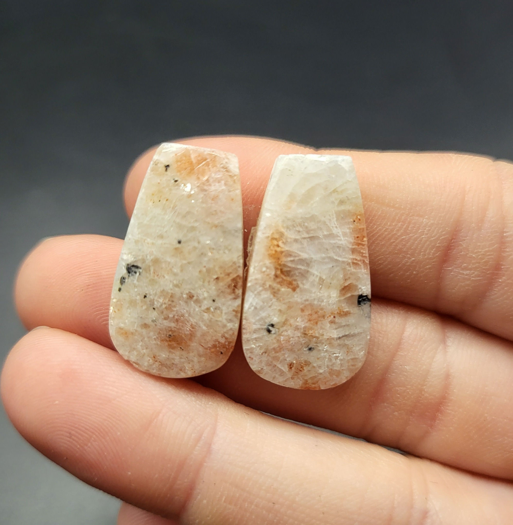 Sunstone Cabochon Pair Freeform