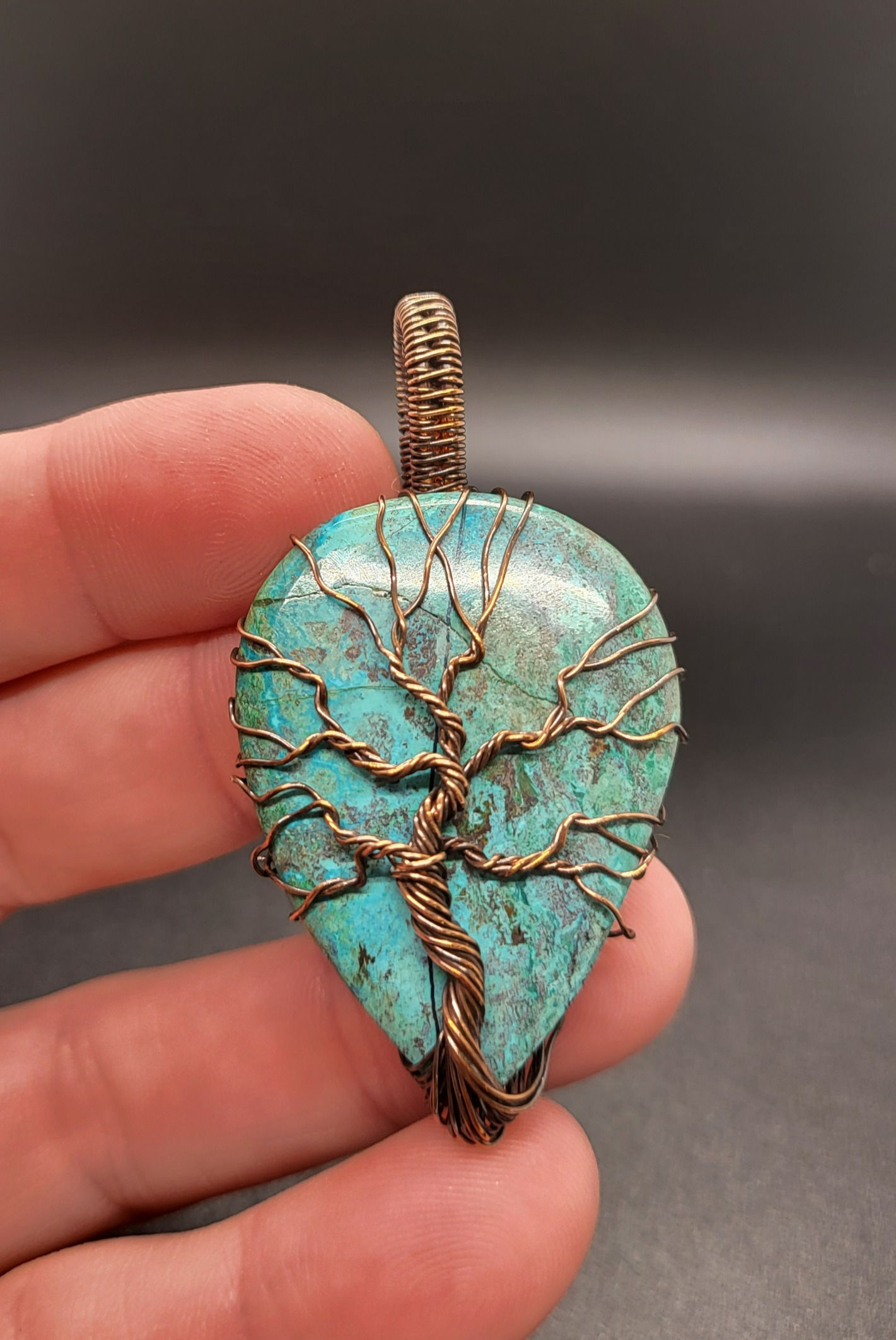 Shattuckite Tree of Life Wire Wrapped Pendant
