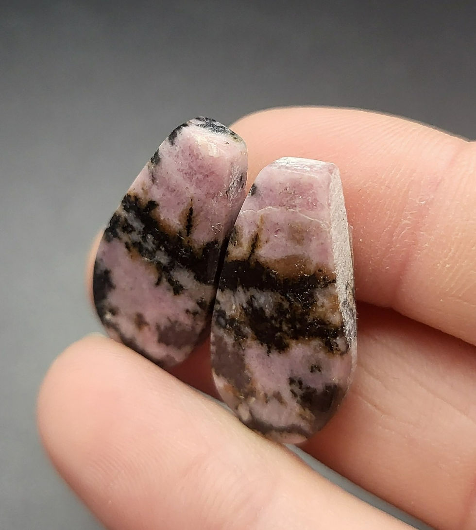 Rhodonite Cabochon Pair Freeform