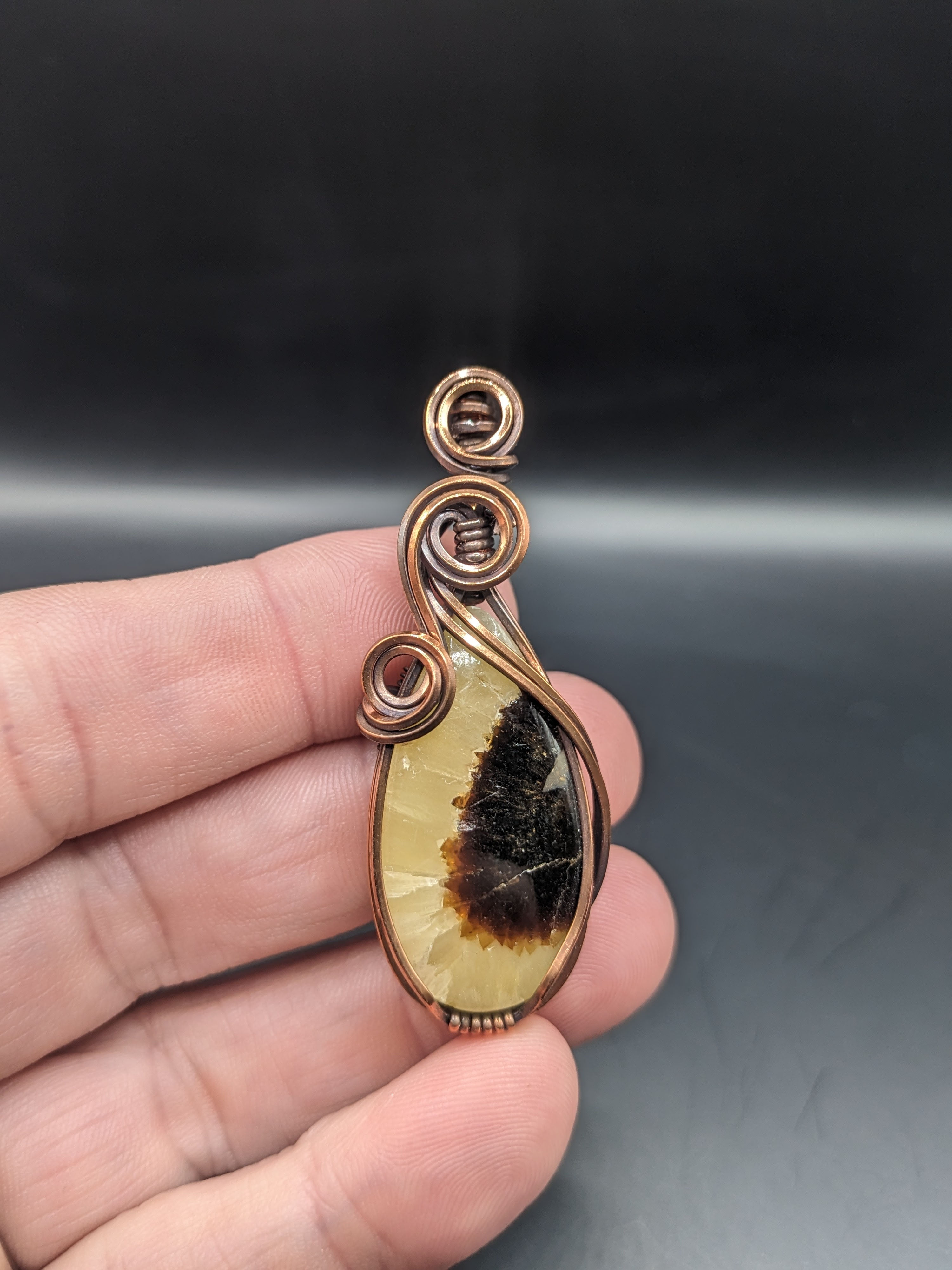 Septarian Copper Wire Wrapped Pendant