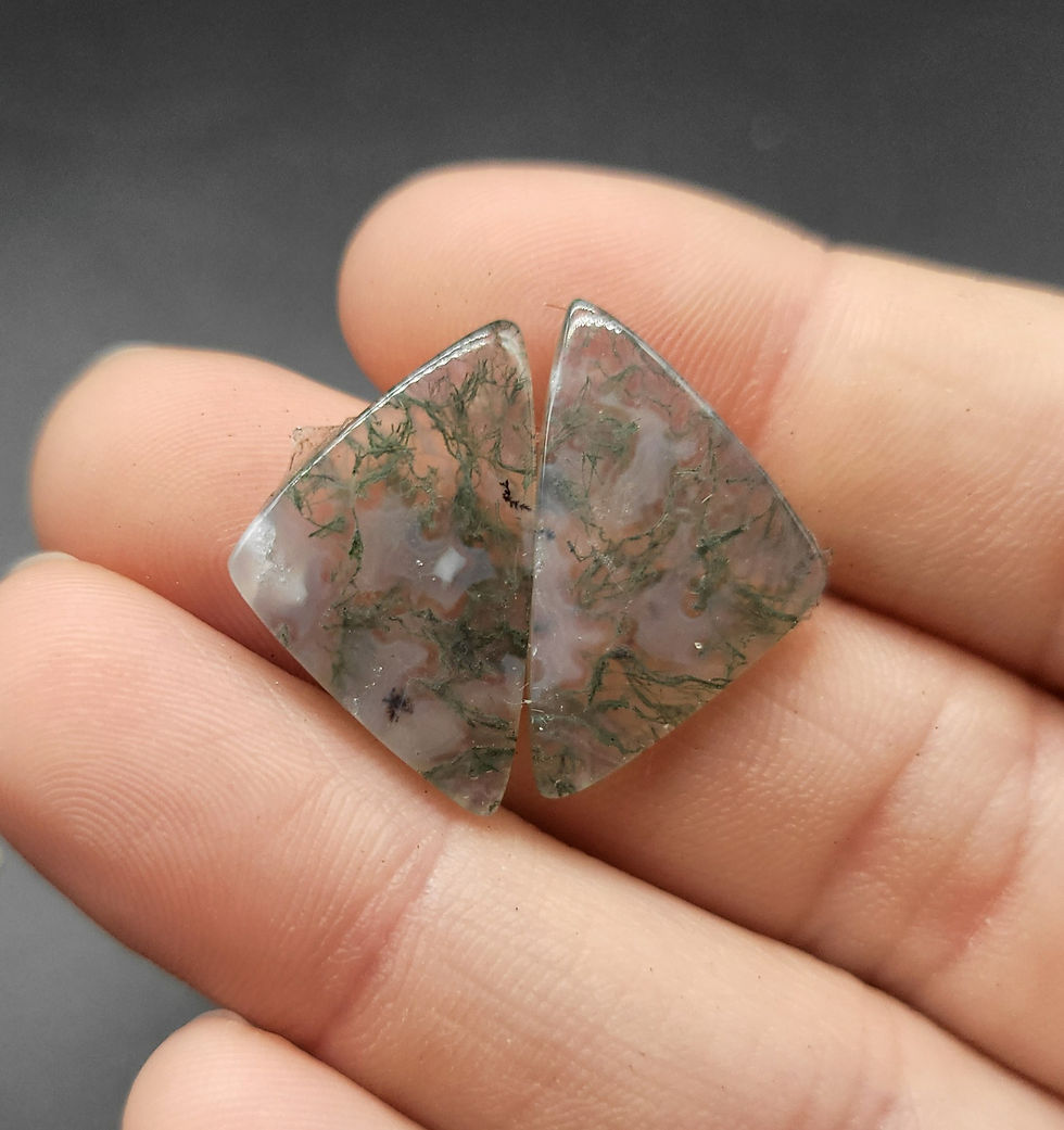 Red Moss Agate Cabochon Pair Triangle