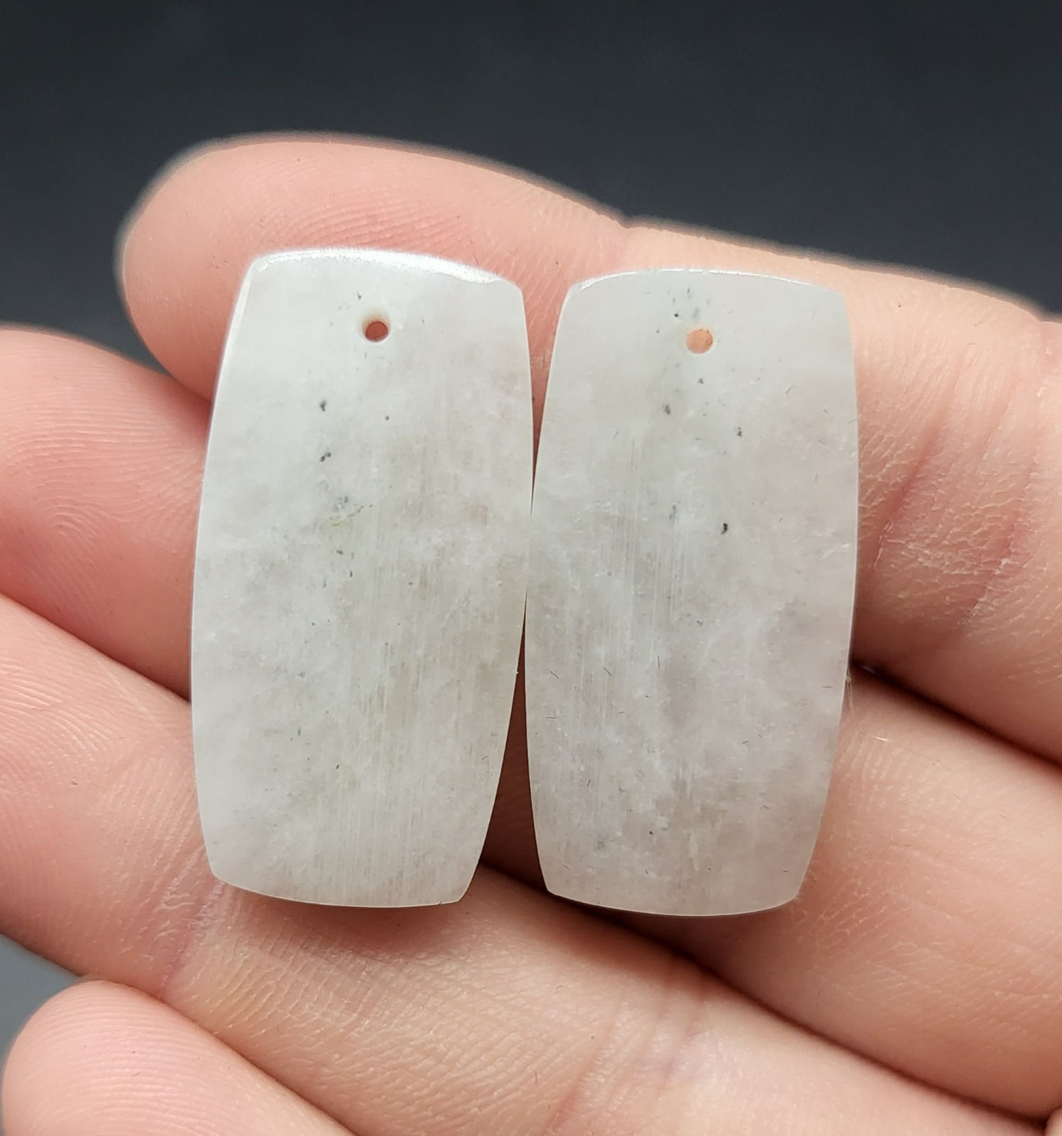 Moonstone Cabochon Pair Rectangle Drilled