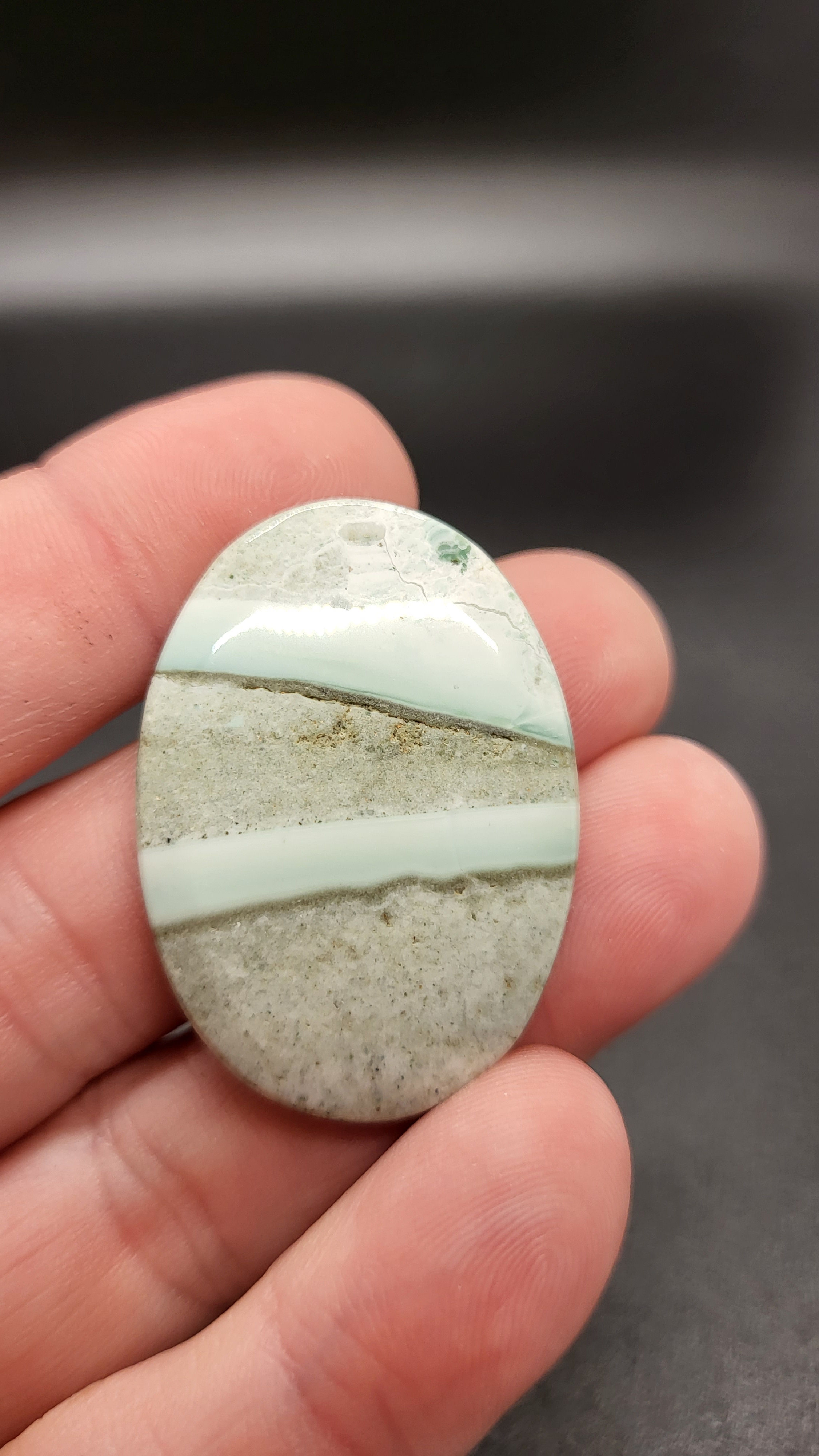 Larsonite  ( Gary Green Jasper) Oval Cabochon