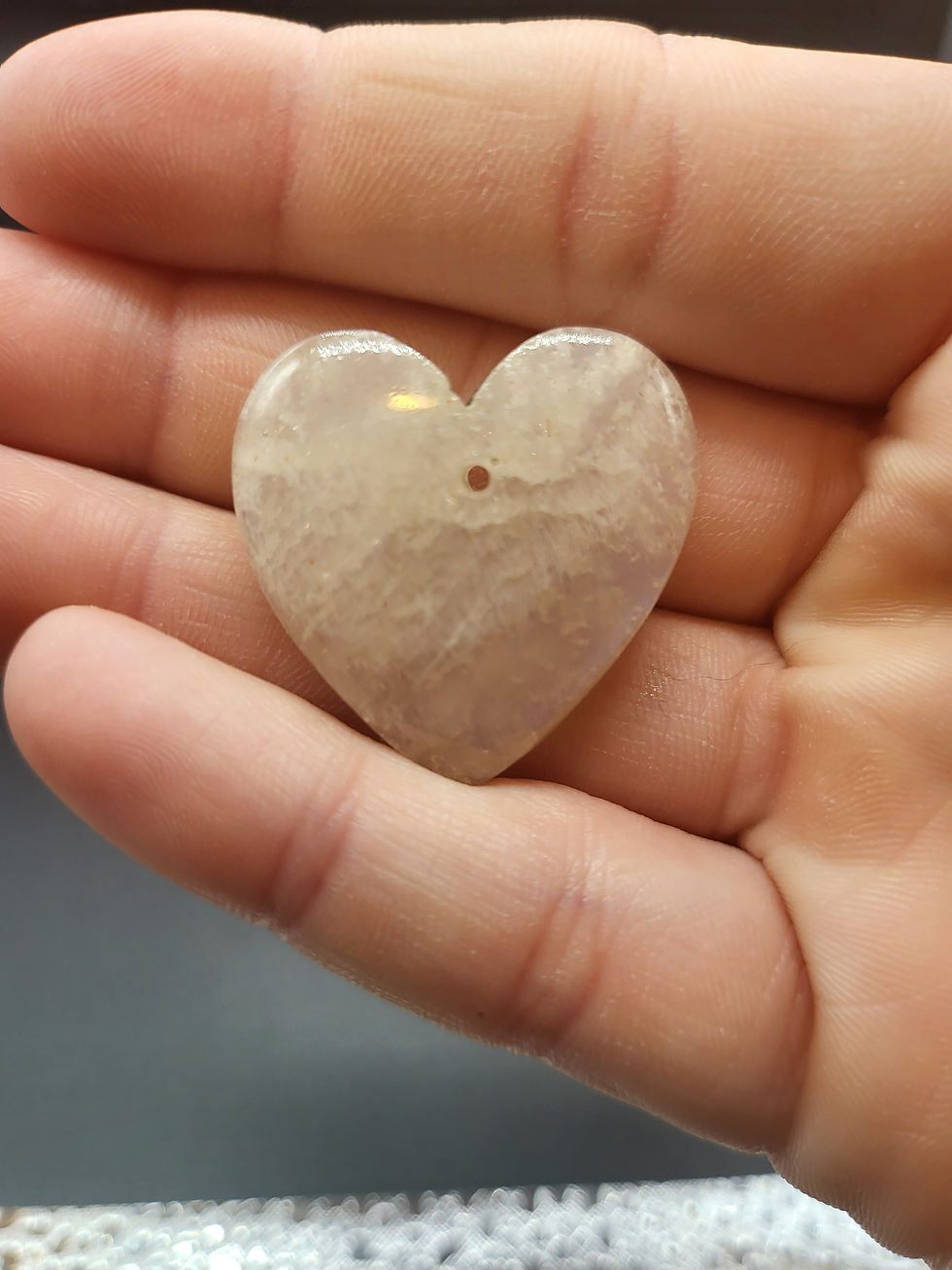Belomorite Moonstone Cabochon Drilled Heart