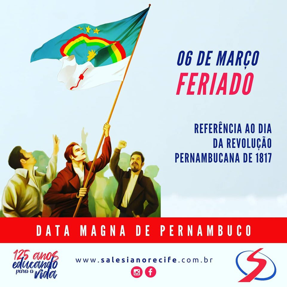 06 de março é feriado da Data Magna de Pernambuco