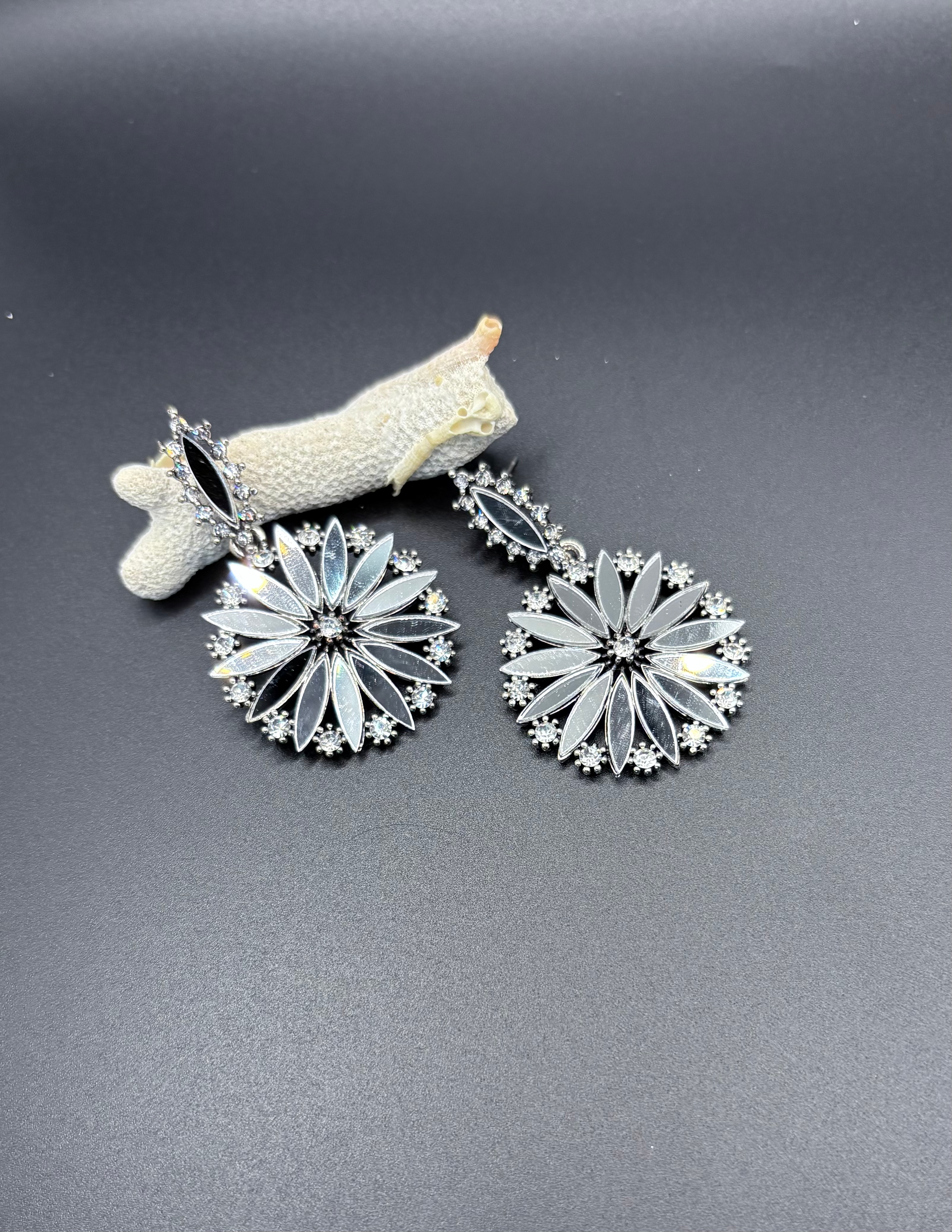 Handcrafted Floral Mirror Work Earrings