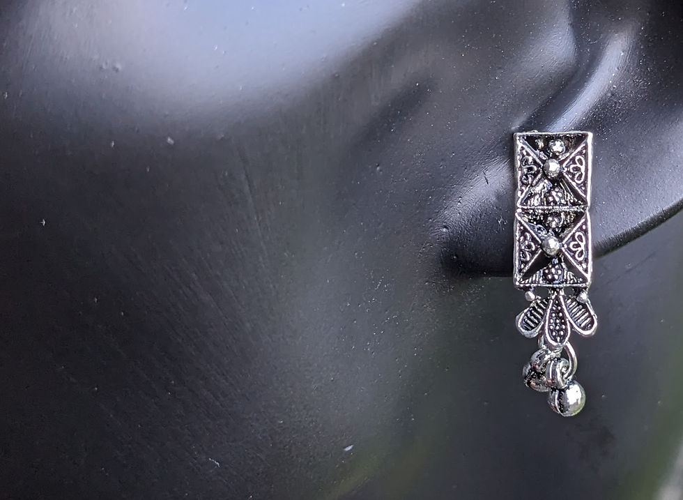 Thumbnail: Oxidized Jewelry Set with Rectangle Design – Geometric Elegance