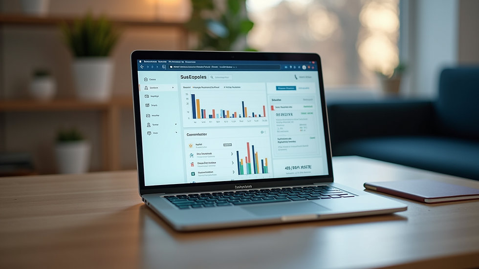 Eye-level view of a modern laptop displaying an e-commerce dashboard