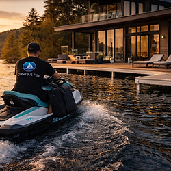 Chiropratique à domicile lac des Piles avec arrivée en motomarine au chalet