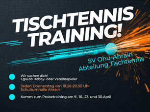Tischtennis-Begeisterte aufgepasst!