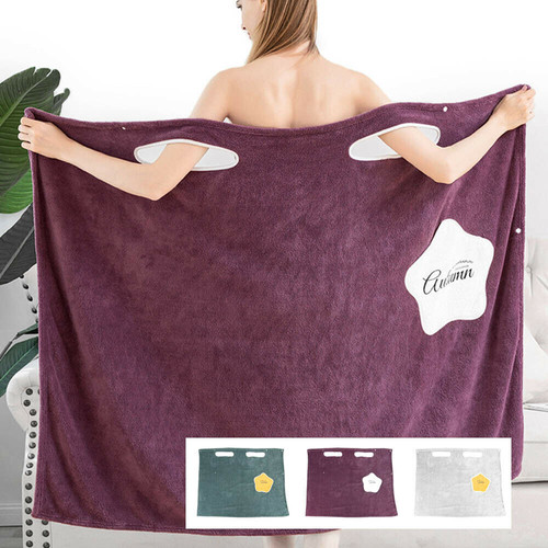 Quick Dry Wearable Microfiber Plush Bathrobes Towel HomeVibeDeals