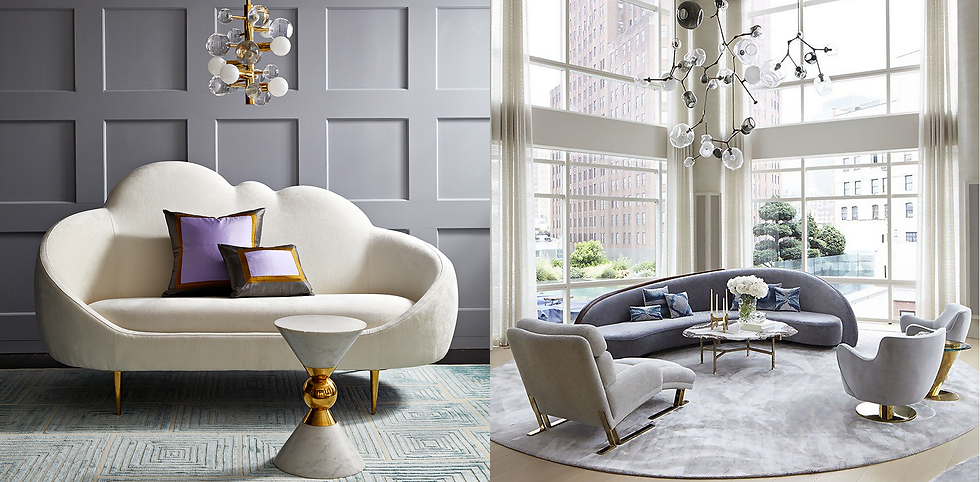 sofa, modern, living room, dvosed, moderan, dnevna soba, interior, enterijer, beo enterijer, white interior, round design