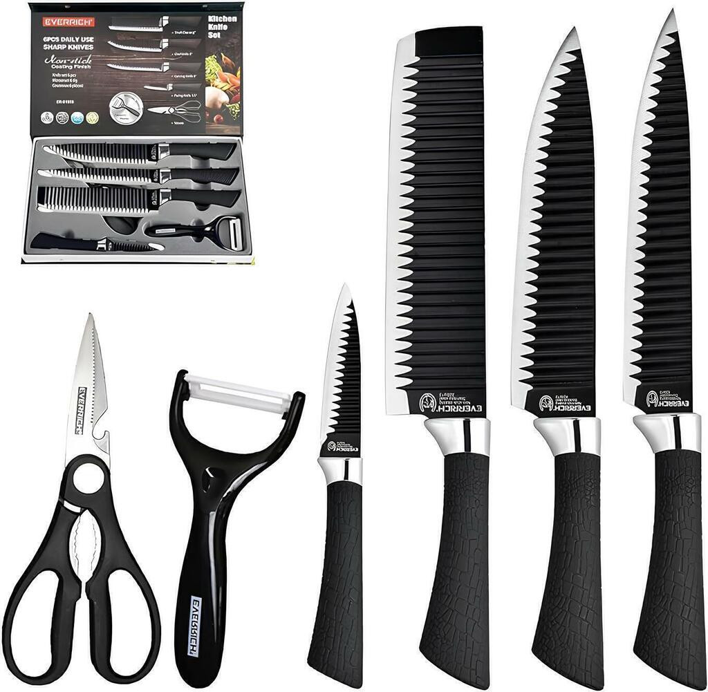 Conjunto De Facas Revestimento Inox Antiaderente C/ 6 Peças
