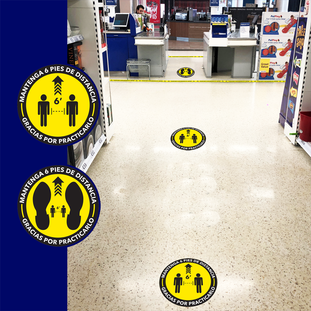 Social Distance Sticker para piso (Floor Graphics) 12"