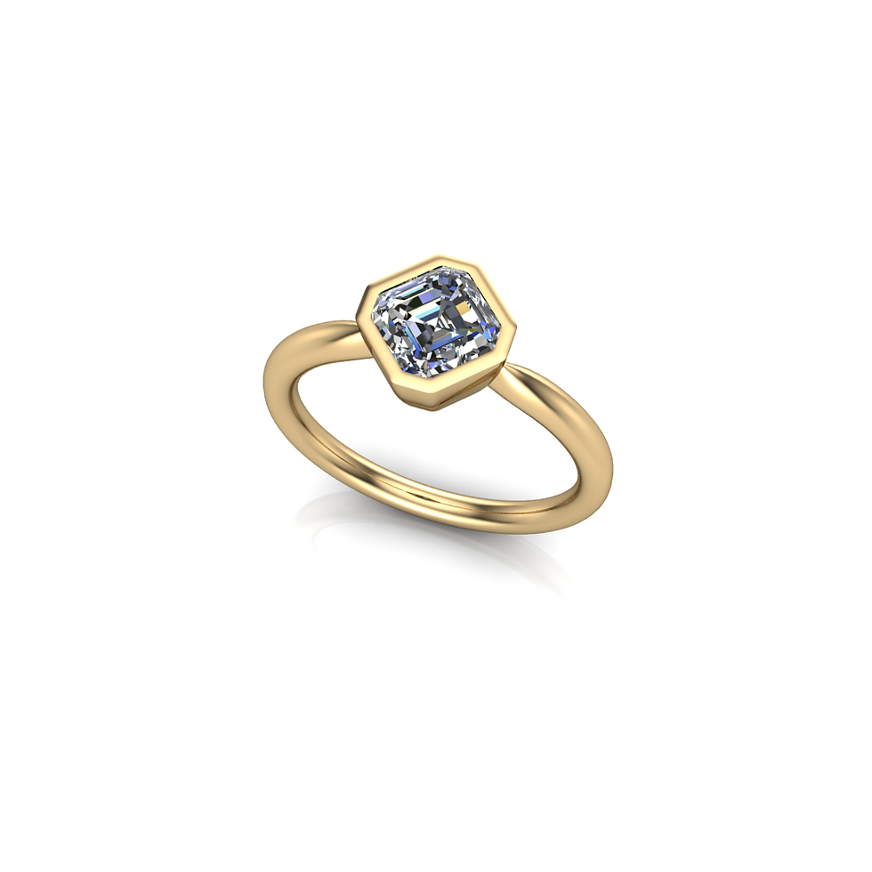 Eros 1.00ct Asscher-cut lab-grown diamond ring in 18ct yellow gold