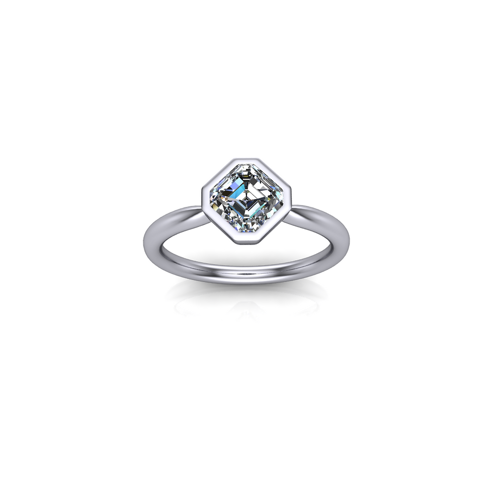 Eros 1.00ct Asscher-cut lab-grown diamond ring in platinum