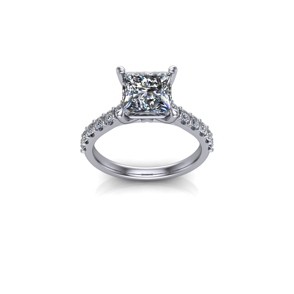 Florentine 2.00ct Princess Diamond Ring. Platinum