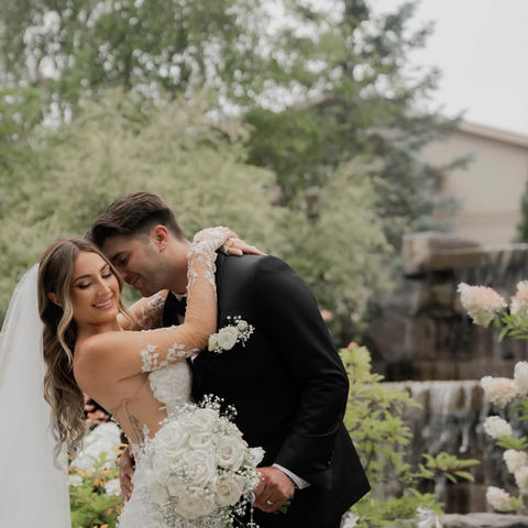 Picture of Bride and Groom in front of a waterfall