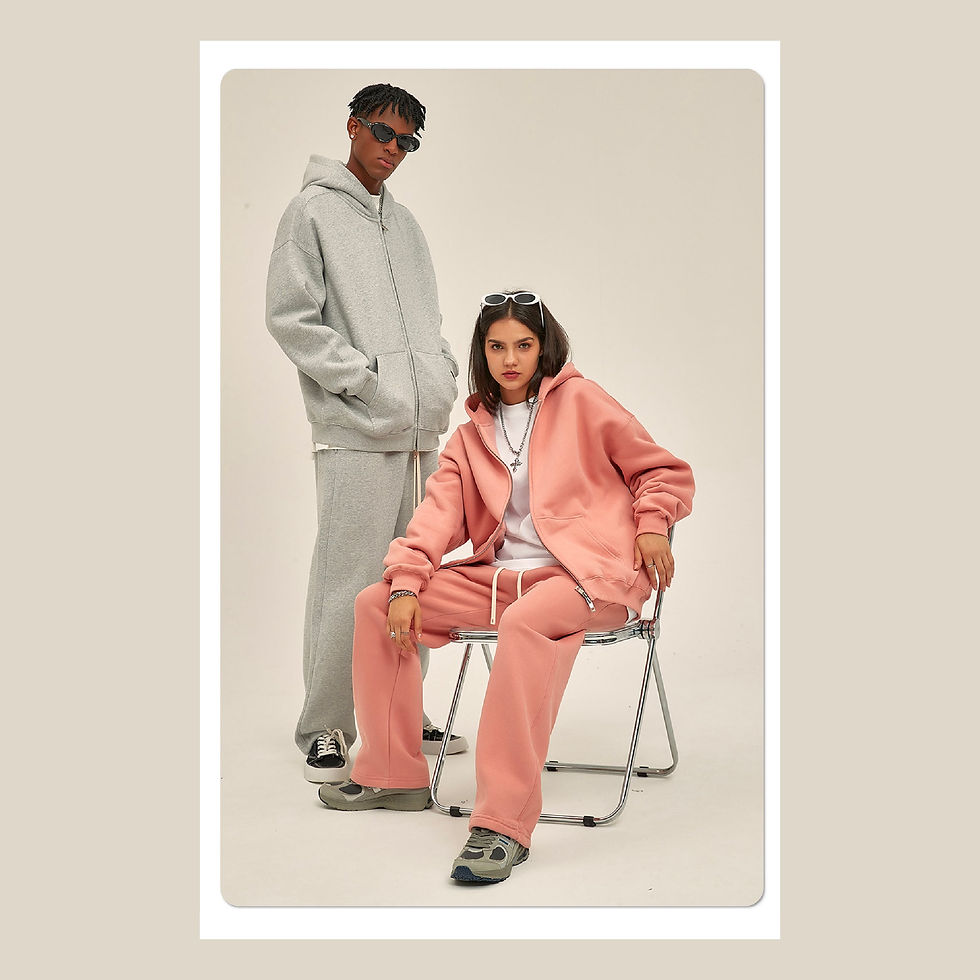 Thumbnail: AT350 Loose Fit Fleeced Full Zip Hoodies & Pants Set
