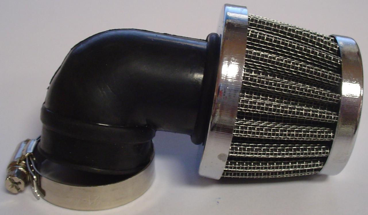 90 DEGREE ANGLE AIR FILTER 32MM TO 39MM W/CLAMP CARB MOUTH'S S1036