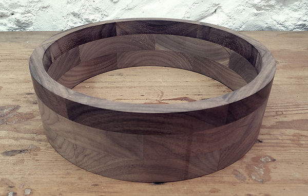 Darkwood-walnut and Pau ferro block built banjo rim