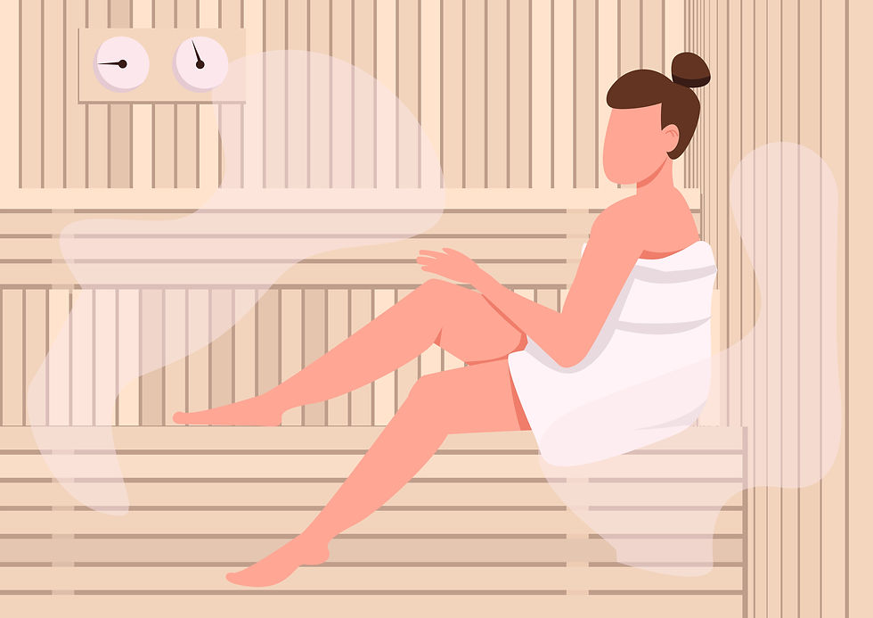 mulher em sauna úmida e vapor