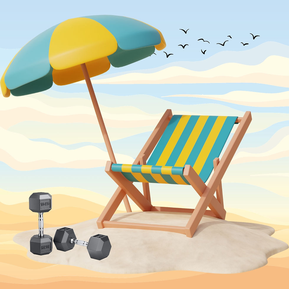 cadeira de praia com halteres