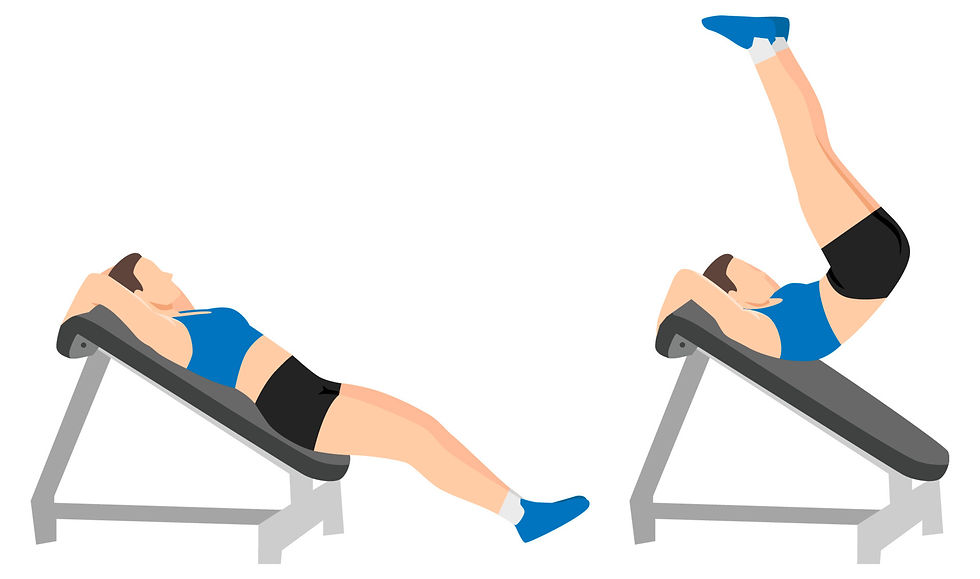 mulher fazendo abdominal infra declinado