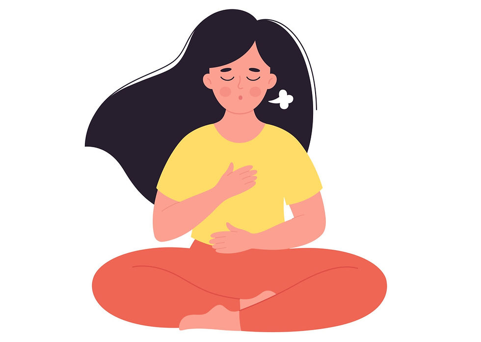 mulher respirando enquanto medita
