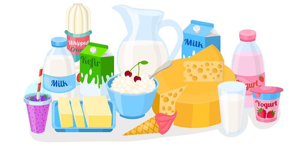 ilustração de vários alimentos feitos de kefir