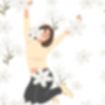 mulher minimalista saltando feliz